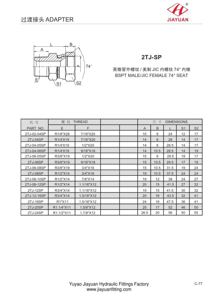 BSPT نر JIC زن 74 صندلی