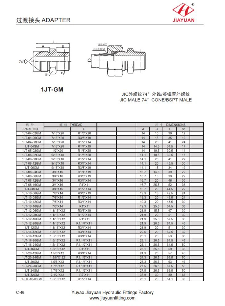 آداپتور مستقیم مرد JIC BSPT