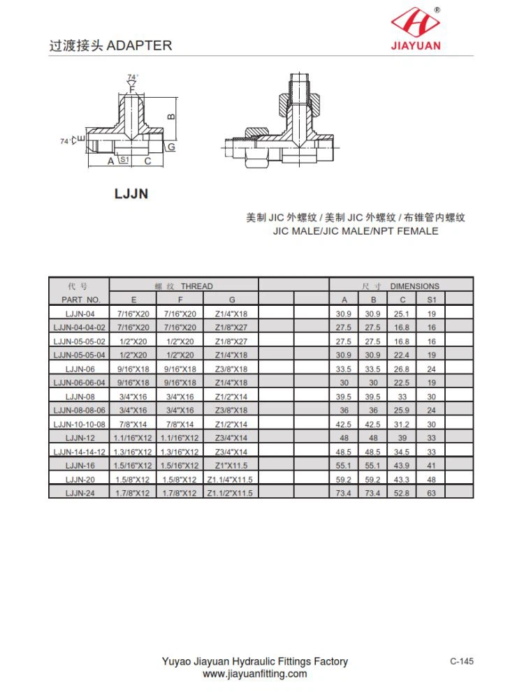 اتصال دهنده زن Tee JIC Male NPT