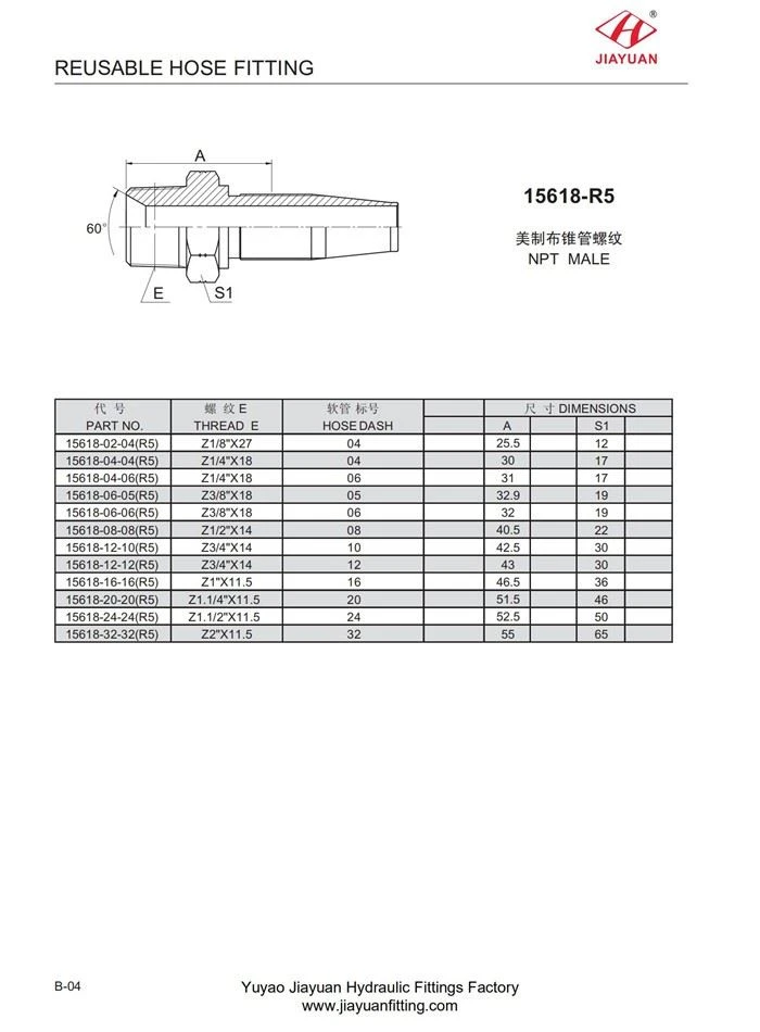 NPT MALE Reusable Hose Fittings